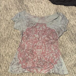 Women's Gray and Red Patterned Top Y2K Beautiful